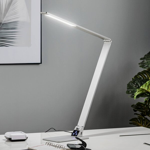 Plochá LED lampa na písací stôl Wasp z hliníka, Hliník / sivá / zinok, Pracovňa / Kancelária, Hliník, Moderný, Stolová lampa