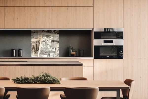 DIMEX | Plexisklo za kuchynskú linku PGT-06060-222 | 60 x 60 cm Novinové plátky