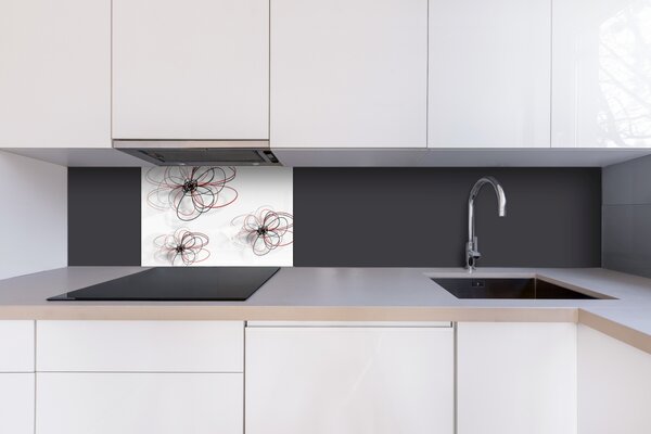 DIMEX | Plexisklo za kuchynskú linku PGT-06040-098 | 60 x 40 cm Červeno-čierne okvetné lístky