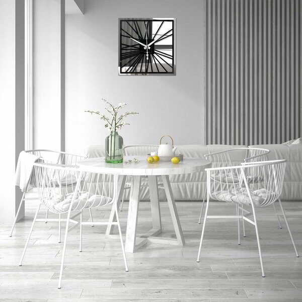 Zrkadlové nástenné hodiny z plexiskla - Dvojvrstvové: Strieborné ručičky Biela Biela 30 cm 4241-71664 X0112