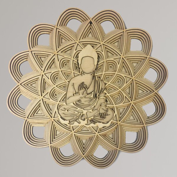 Viacvrstvový drevený obraz | Budha v mandale: Rozmer 30 x 30 cm 4243-71778 PR0459