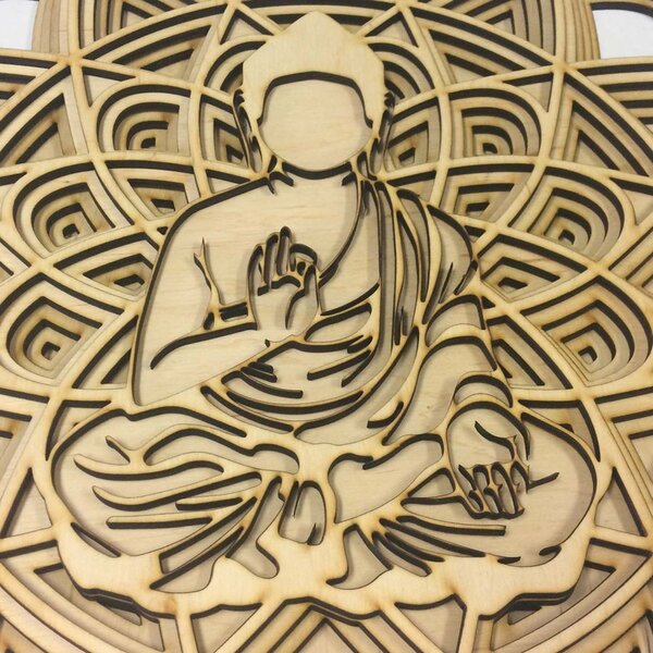 Viacvrstvový drevený obraz | Budha v mandale: Rozmer 30 x 30 cm 4243-71778 PR0459