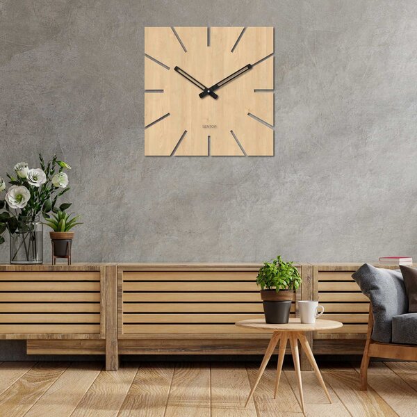 Štvorcové nástenné hodiny z dreva | PURE: Čierne HDF - Buk 20 cm 4248-112638 HDFK032