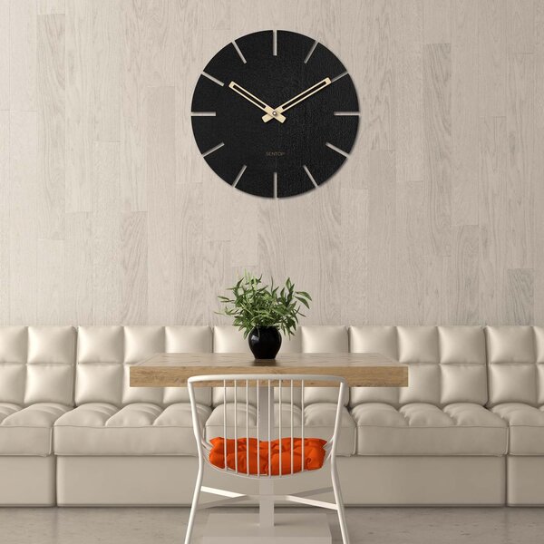 Okrúhle hodiny na stenu - Sentop | HDFK034 | drevené: Svetlé HDF - Dub 30 cm 4250-72336 HDFK034