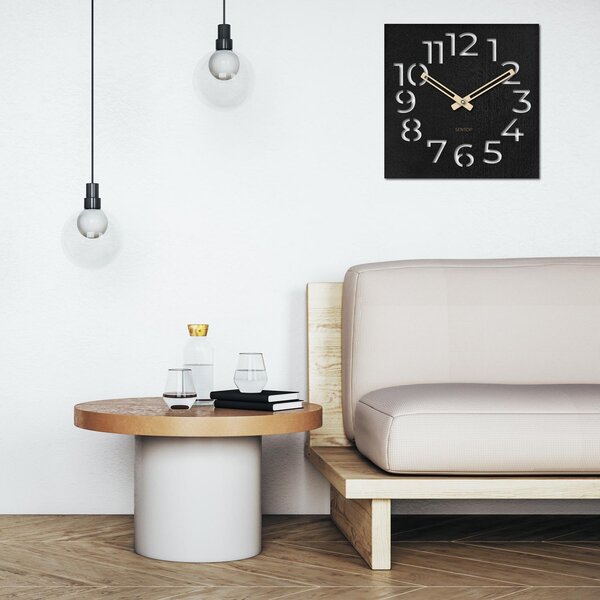 Moderné drevené hodiny na stenu s minimalistickým dizajnom | NORK: Svetlé HDF - Dub 30 cm 4249-72300 HDFK033