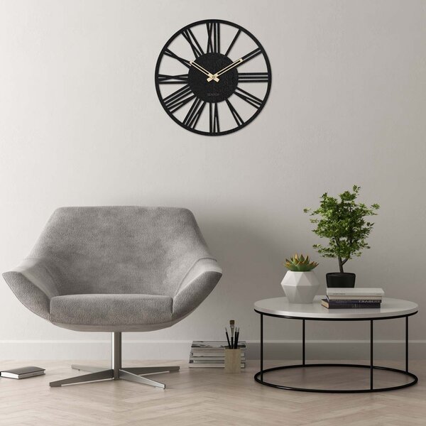 Moderné drevené nástenné hodiny rímske - 30 až 50 cm - ROMA: Svetlé HDF - Dub 30 cm 4251-72372 HDFK035