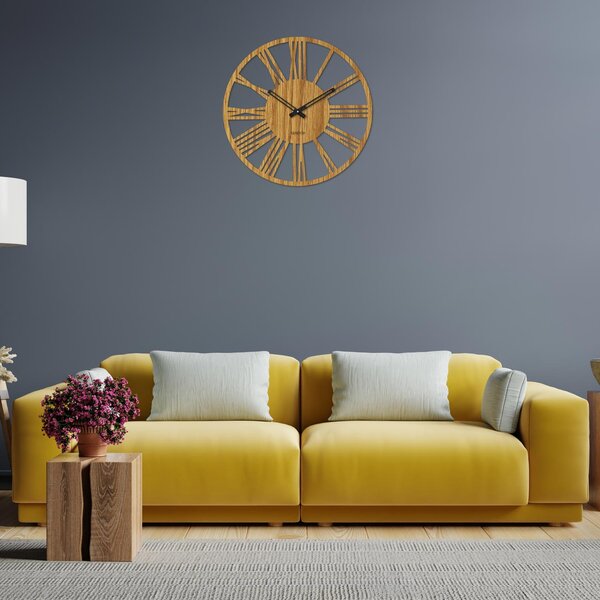 Moderné drevené nástenné hodiny rímske - 30 až 50 cm - ROMA: Svetlé HDF - Dub 30 cm 4251-72372 HDFK035
