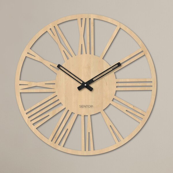 Moderné drevené nástenné hodiny rímske - 30 až 50 cm - ROMA: Svetlé HDF - Dub 30 cm 4251-72372 HDFK035