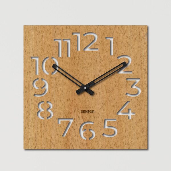 Moderné drevené hodiny na stenu s minimalistickým dizajnom | NORK: Svetlé HDF - Dub 30 cm 4249-72300 HDFK033