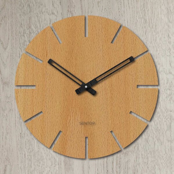 Okrúhle hodiny na stenu - Sentop | HDFK034 | drevené: Svetlé HDF - Dub 30 cm 4250-72336 HDFK034