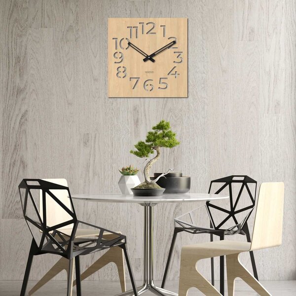 Moderné drevené hodiny na stenu s minimalistickým dizajnom | NORK: Svetlé HDF - Dub 30 cm 4249-72300 HDFK033