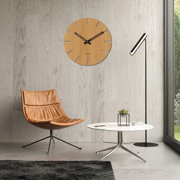 Okrúhle hodiny na stenu - Sentop | HDFK034 | drevené: Svetlé HDF - Dub 30 cm 4250-72336 HDFK034