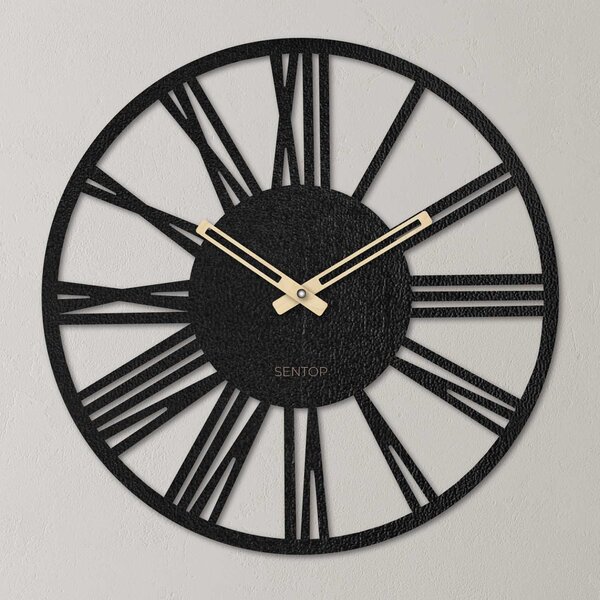 Moderné drevené nástenné hodiny rímske - 30 až 50 cm - ROMA: Svetlé HDF - Dub 30 cm 4251-72372 HDFK035