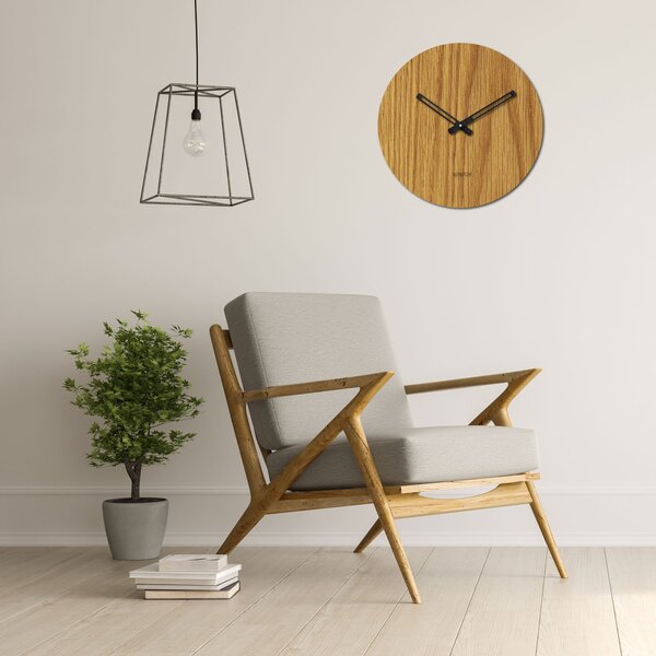 Minimalistické hodiny na stenu kruh - POLTEX: HDF - Javor Svetlé 30 cm 4253-99227 HDFK037