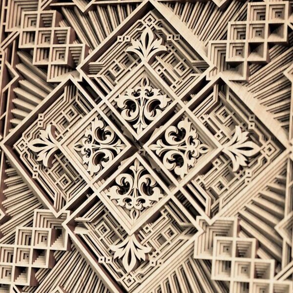 Exkluzívny obraz na stenu mandala 3D štvorec - KREJDER: Rozmer 30 x 30 cm 4252-72376 PR0461