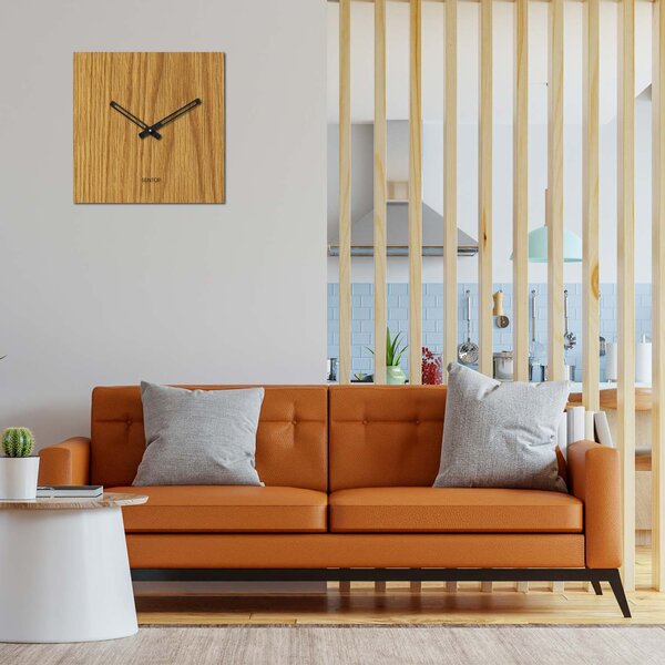 Minimalistické hodiny na stenu štvorec bez čísel| HOPA: Svetlé HDF - Dub 30 cm 4254-72448 HDFK036