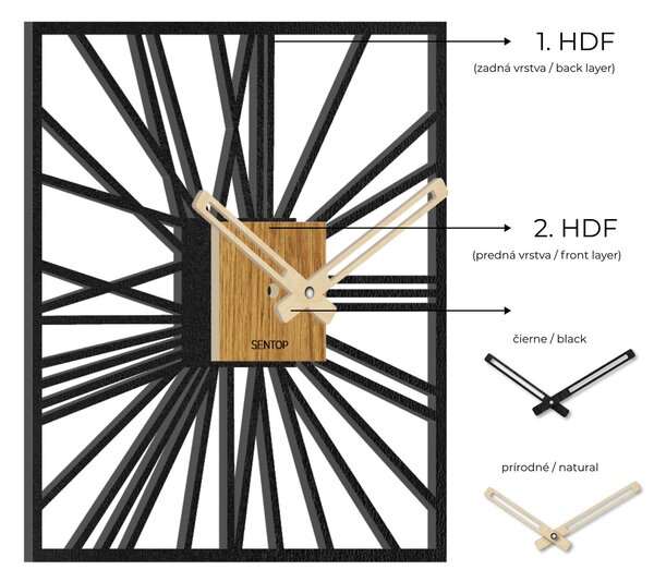 Drevené hodiny na stenu - Sentop | HDFK038 | dub: Svetlé HDF - Dub HDF - Dub 30 cm 4255-72502 HDFK038-dub