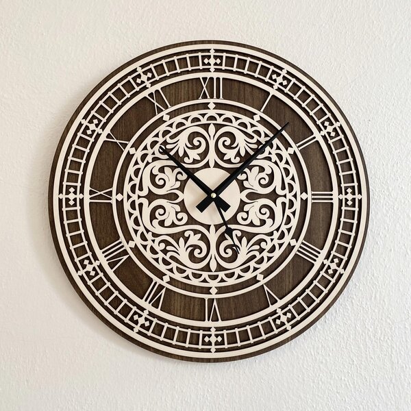 Elegantné drevené hodiny na stenu - Sentop | PR0463 | dvojvrstvové: Preglejka Topoľ HDF - Dub 30 cm 4258-72814 PR0463
