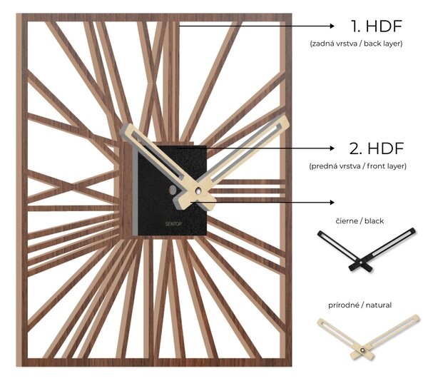 Drevené hodiny na stenu | RONIN: Svetlé HDF - Orech Wenge HDF - Orech Wenge 30 cm 4256-72556 HDFK038-orech wenge
