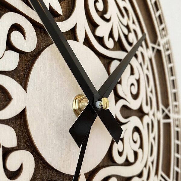Elegantné drevené hodiny na stenu - Sentop | PR0463 | dvojvrstvové: Preglejka Topoľ HDF - Dub 30 cm 4258-72814 PR0463