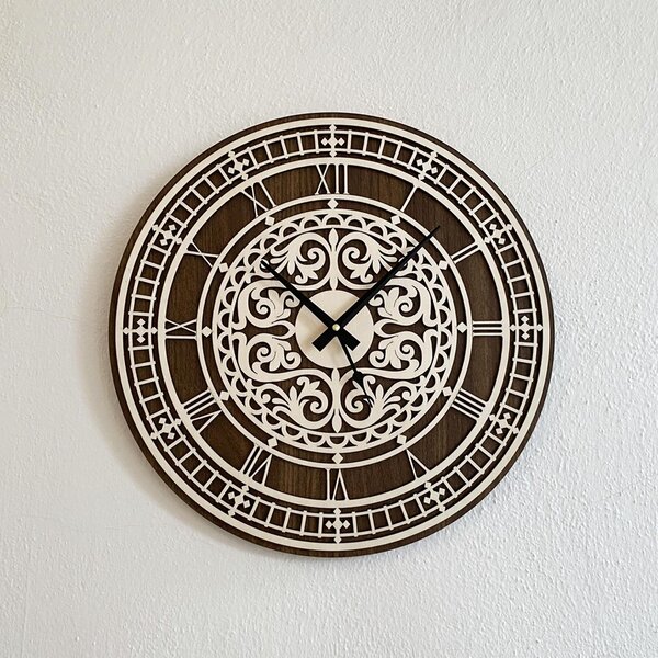 Elegantné drevené hodiny na stenu - Sentop | PR0463 | dvojvrstvové: Preglejka Topoľ HDF - Dub 30 cm 4258-72814 PR0463