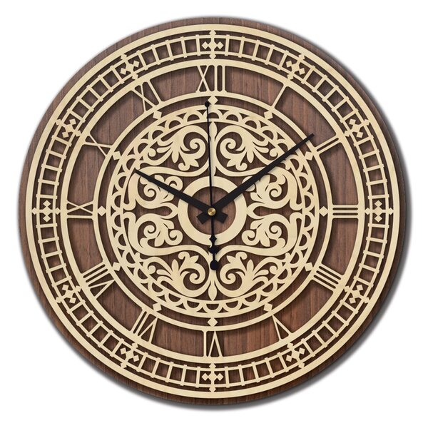 Elegantné drevené hodiny na stenu - Sentop | PR0463 | dvojvrstvové: Preglejka Topoľ HDF - Dub 30 cm 4258-72814 PR0463