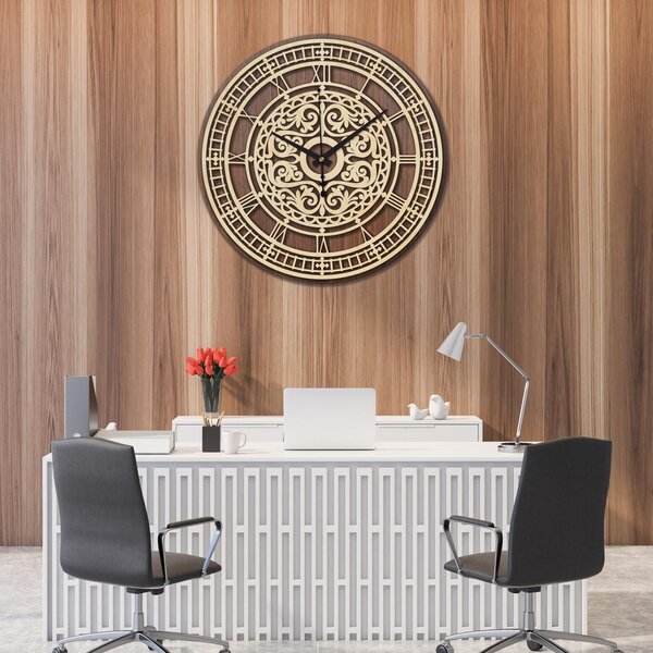 Elegantné drevené hodiny na stenu - Sentop | PR0463 | dvojvrstvové: Preglejka Topoľ HDF - Dub 30 cm 4258-72814 PR0463