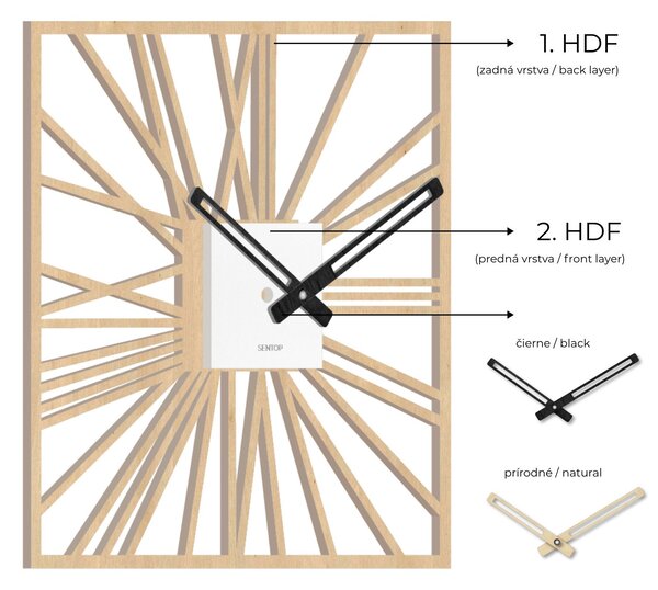 Drevené hodiny na stenu - Sentop | HDFK038 | javor: Svetlé HDF - Javor HDF - Javor 30 cm 4257-72610 HDFK038-javor
