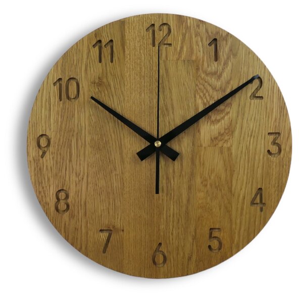 Drevené hodiny na stenu z dubového dreva - OTRORA: Oak - Amber farba 3072 30 cm 4302-75887 MAS002