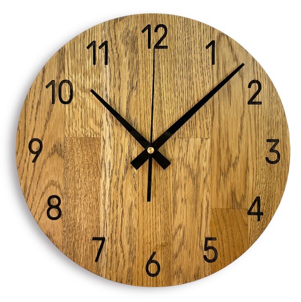 Drevené hodiny na stenu z dubového dreva - OTRORA: Oak - Amber farba 3072 30 cm 4302-75887 MAS002