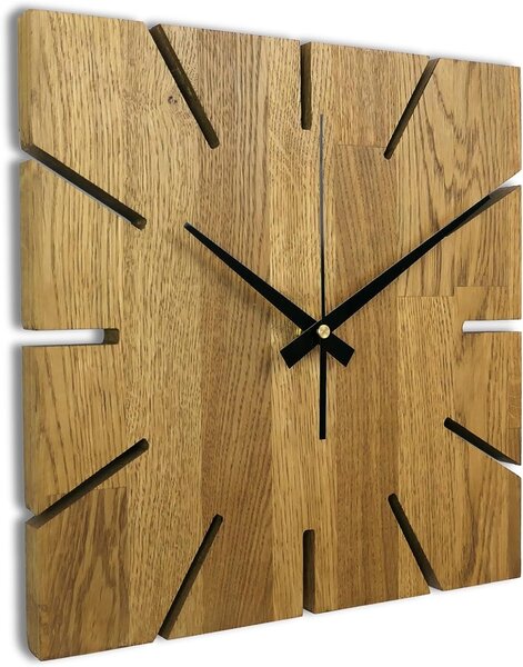 Drevené hodiny na stenu z dubového dreva - Štvorec: Oak - Amber farba 3072 30 cm 4306-75993 FB-MAS008_1