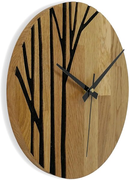 Hodiny na stenu z dubového dreva konáre - AFKOP: Oak - Amber farba 3072 30 cm 4307-76018 MAS003