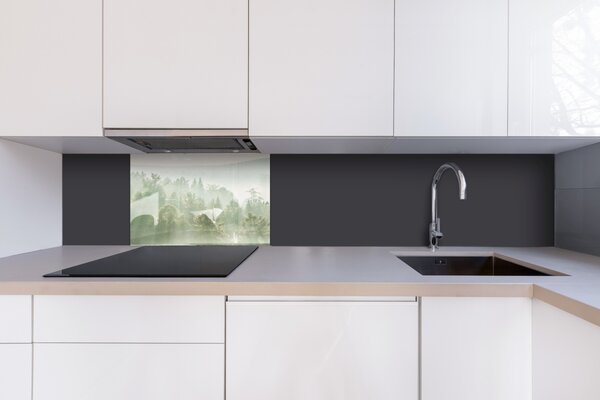 DIMEX | Plexisklo za kuchynskú linku PGT-06040-196 | 60 x 40 cm Slnečné lúče nad lesom