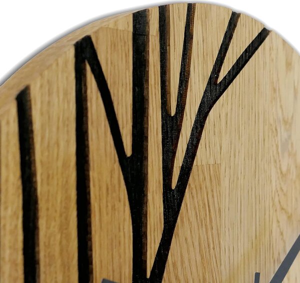 Hodiny na stenu z dubového dreva konáre - AFKOP: Oak - Amber farba 3072 30 cm 4307-76018 MAS003