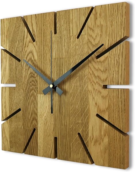 Drevené hodiny na stenu z dubového dreva - Štvorec: Oak - Amber farba 3072 30 cm 4306-75993 FB-MAS008_1