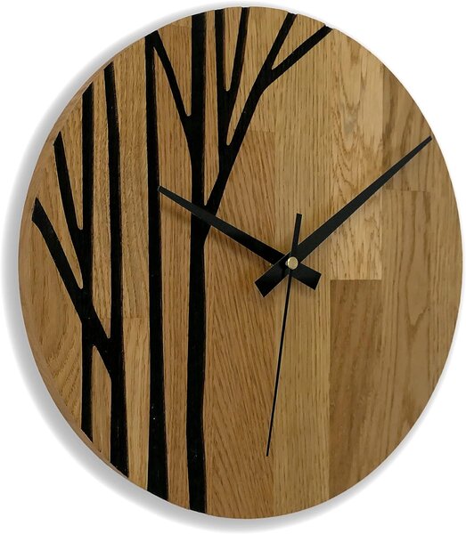 Hodiny na stenu z dubového dreva konáre - AFKOP: Oak - Amber farba 3072 30 cm 4307-76018 MAS003