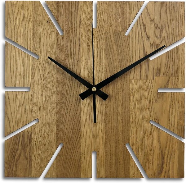Drevené hodiny na stenu z dubového dreva - Štvorec: Oak - Amber farba 3072 30 cm 4306-75993 FB-MAS008_1