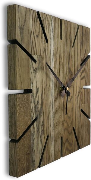 Drevené hodiny na stenu z dubového dreva - Štvorec: Oak - Amber farba 3072 30 cm 4306-75993 FB-MAS008_1