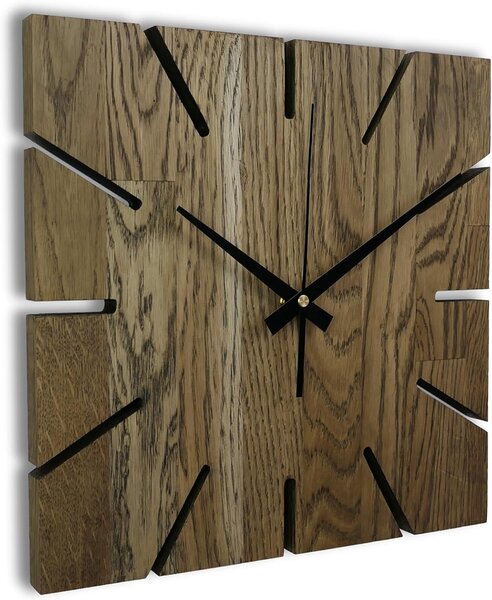Drevené hodiny na stenu z dubového dreva - Štvorec: Oak - Amber farba 3072 30 cm 4306-75993 FB-MAS008_1