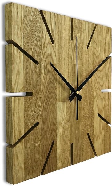 Drevené hodiny na stenu z dubového dreva - Štvorec: Oak - Amber farba 3072 30 cm 4306-75993 FB-MAS008_1