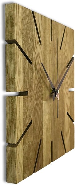 Drevené hodiny na stenu z dubového dreva - Štvorec: Oak - Amber farba 3072 30 cm 4306-75993 FB-MAS008_1