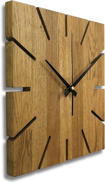 Drevené hodiny na stenu z dubového dreva - Štvorec: Oak - Amber farba 3072 30 cm 4306-75993 FB-MAS008_1