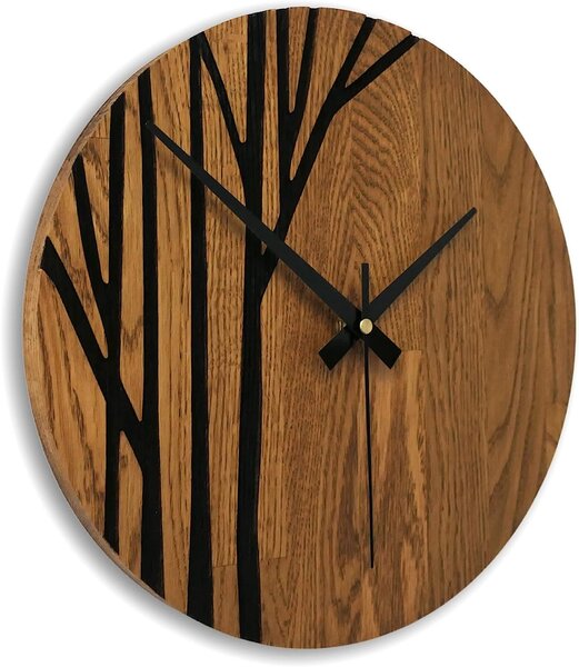 Hodiny na stenu z dubového dreva konáre - AFKOP: Oak - Amber farba 3072 30 cm 4307-76018 MAS003