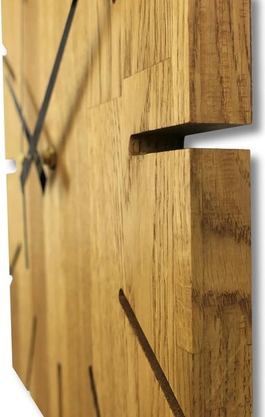 Drevené hodiny na stenu z dubového dreva - Štvorec: Oak - Amber farba 3072 30 cm 4306-75993 FB-MAS008_1