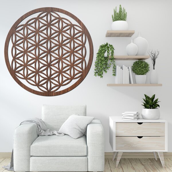 Drevená mandala na stenu Kvet života | EPRTON: HDF - Orech 40 cm 4317-78544 HDF0168