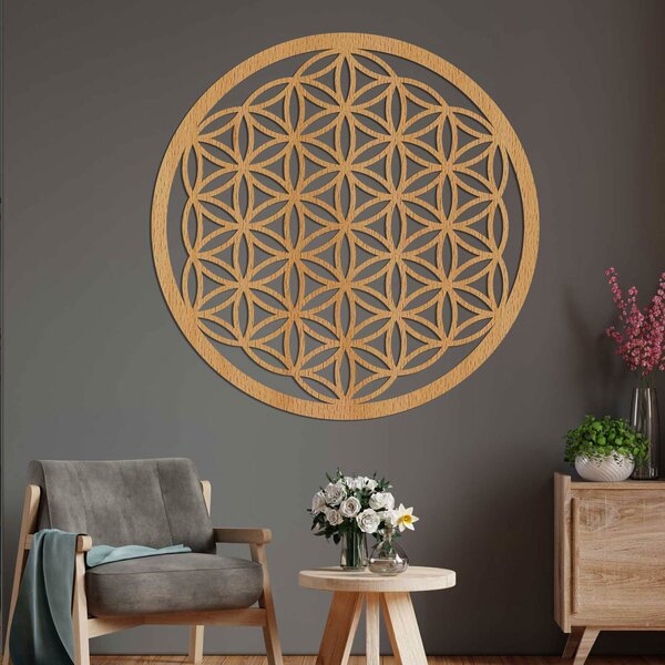 Drevená mandala na stenu Kvet života | EPRTON: HDF - Orech 40 cm 4317-78544 HDF0168