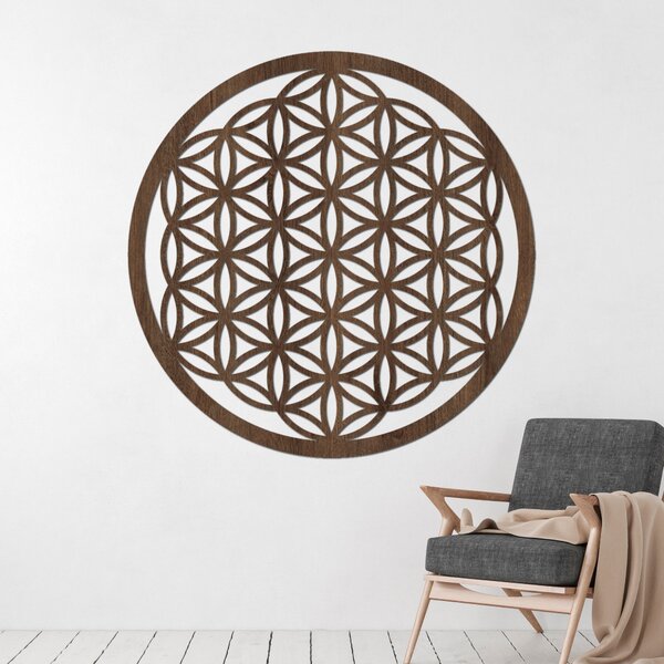 Drevená mandala na stenu Kvet života | EPRTON: HDF - Orech 40 cm 4317-78544 HDF0168