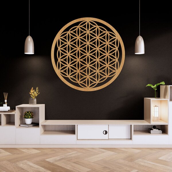 Drevená mandala na stenu Kvet života | EPRTON: HDF - Orech 40 cm 4317-78544 HDF0168
