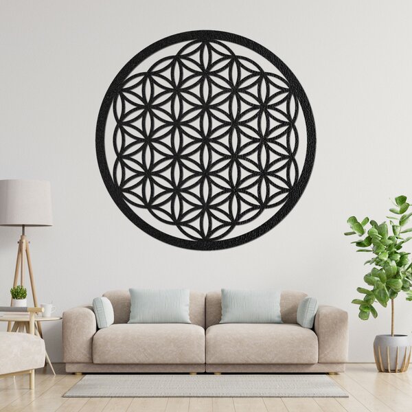 Drevená mandala na stenu Kvet života | EPRTON: HDF - Orech 40 cm 4317-78544 HDF0168