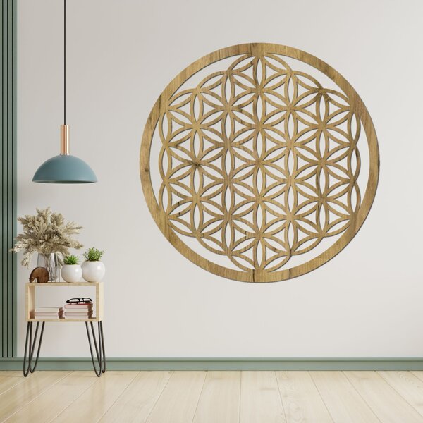 Drevená mandala na stenu Kvet života | EPRTON: HDF - Orech 40 cm 4317-78544 HDF0168